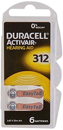 Duracell Easytab/Activair Type 312 pour Appareils Auditifs Zinc Air P312 PR41 ZL3 - Lot de 60