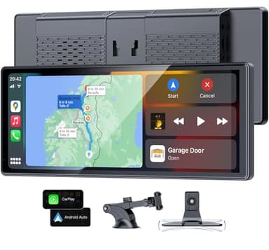 APHQUA Écran sans Fil 9,26" CarPlay Voiture pour Apple Car Play & Android Auto, Prise en Charge du Contrôle du Volant, Mirror Link, Bluetooth, Contrôle Vocal Google/Siri, Navigation GPS, AUX/FM - A96