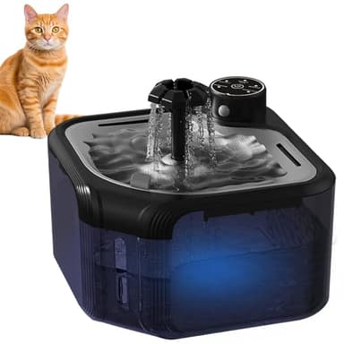 TAVADA Fontaine a Eau Chat sans Fil-2,8L Fontaine à Eau pour Chat -Distributeur - Detecteur de Mouvement-Disponible pour Les Animaux de Petite et Moyenne Taille