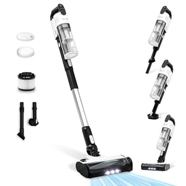 LEVOIT Aspirateur Balai sans Fil 4 en 1 Léger Anti-Enchevêtrement, jusqu'à 50 Mins, 5 Couches Filtre à 99,9%, Lumière LED, pour Les Poils d'animaux, Poussière, Sols Durs, Voitures, Balais Électriques