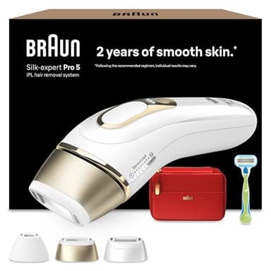 Braun Epilateur Lumiere Pulsee Silk·expert Pro 5 PL5262, Epilation Semi-Définitive, Alternative Au Laser, Résultats En 2 Séances, Rasoir Venus, 3 Têtes Pour Epiler Jambes, Visage, Maillot Et Plus