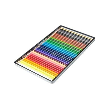 Amazon Basics Assortiment de 36 Crayons de couleur dans une boîte en métal, Lot de 36, Couleurs assorties