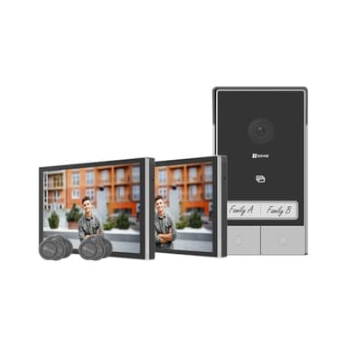 EZVIZ HP7 2K 2-Family Kit Interphone Vidéo, 7 Pouces Moniteur Tactile, Unlock à Distance, 2 Fils, Détection Humaine, Option RFID, Audio Bidirectionnel, Vision Nocturne, Étanche, WiFi Dual-Band