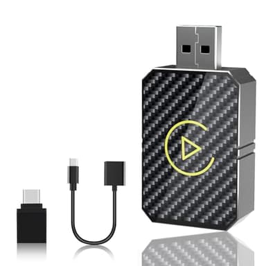 YOURKAY Carplay sans Fil, Adaptateur USB A à C pour Voiture, Lecteur A-pple Carplay sans Fil, Adaptateur sans Fil Carplay 2-en-1, Plug and Play, Fonctionne avec iPhone iOS 10+ et Android 11+