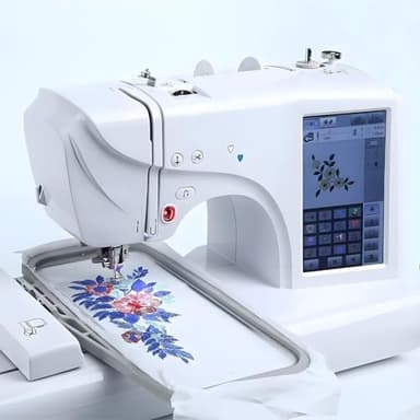 HuanEssentric Machine Coudre Automatique Machine Broder électrique 96 Conceptions Intégrées avec Une Zone Broderie 4 X 9,2 Et Un écran Tactile LCD,8 Lettres Intégrées Et 10 Bordures Motif+