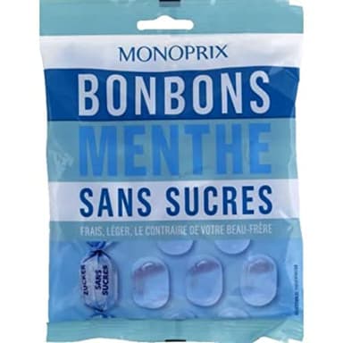 Monoprix Bonbons menthe sans sucres - Le sachet de 110g