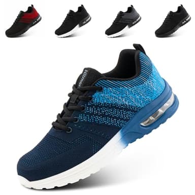Hitmars Chaussures de Running Homme Basquette Femme Baskets et Chaussures de Sport Marche Homme Coussin d'air Bleu EU 43