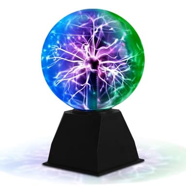 Dorlink Boule Plasma de 8 Pouces - Lampe Plasma Sensible au Toucher et au Son avec Effets d'Éclair - Boule Énergétique à Brancher pour Fêtes, Décoration - Sphère d'Électricité Statique pour Enfants