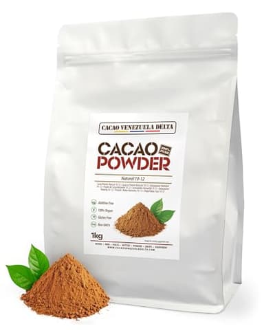 Cacao V Delta Cacao En Poudre Non Sucré 1Kg- Chocolat En Poudre Sans Additifs Idéal Pour Desserts Et Chocolats Riche En Antioxydants Et Acides Essentiels Végétalien, Keto, Paleo, Sans Gluten