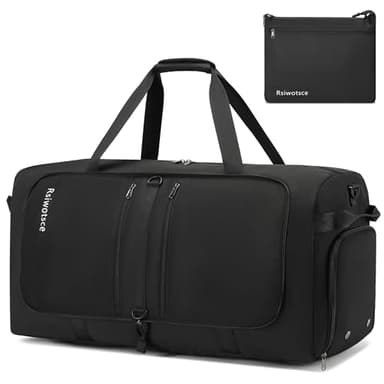 Rsiwotsce Sac de Voyage Pliable 110L Grande Capacité - Valise de Stockage 76x34x43 cm- Sac Week-End Imperméable Sport/Famille - Polyester Renforcé Léger pour Vacances Longues (Noir)