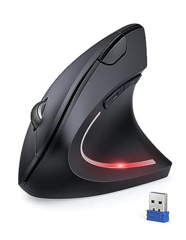TECKNET Souris Ergonomique sans Fil 2.4G, Silencieuse Verticale Souris avec 4800 DPI Réglable, 6 Boutons, LED, Prévention Syndrome de la Souris, pour Droitier, PC, Ordinateur Portable, Mac