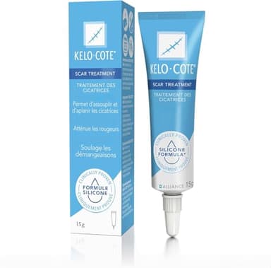 KELO-COTE - Tube 15g - Gel Pour Traitement Des Cicatrices Excessives - Formule Silicone - Atténue Rougeurs & Démangeaisons - Résiste À L’Eau - Transparent - Cliniquement Prouvé