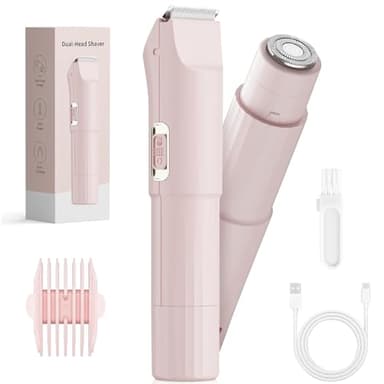 Rasoir Électrique Femme, 3 en 1 Tondeuse Visage et Zones Intimes, Pour Jambes, Bras, Aisselles et Maillot, Rechargeable USB, Câble Inclus, Adapté aux peaux sensibles, Rose