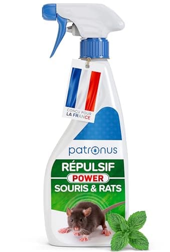 Patronus Répulsif Anti Souris & Anti Rat [500ml] – Usage Intérieur & Extérieur, Non Tachant – Éloigne les rongeurs avec la Menthe Poivrée ultra Concentrée – Anti Souris et Rats Puissant