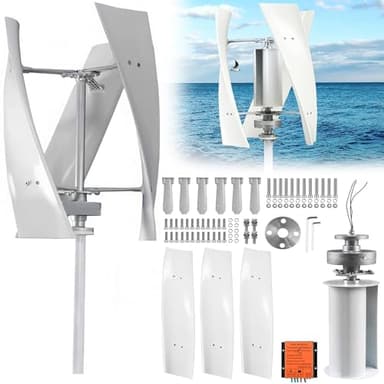 Kit de générateur d'éolienne, eolienne Verticale 12V/24V, eolienne kit Complet Plug and Play 3 pales avec régulateur de Charge pour Maison, Bateau, Marine et éclairage Public,24V-2000W