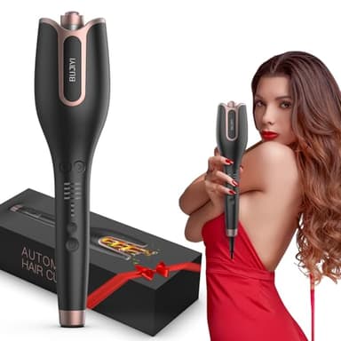 BUJIYI Boucleur a Cheveux, Boucleur Automatique, 4 Réglages de Température, Convient à Tous Les Types de Cheveux, 3 Temps de Chauffage Réglables, Fer à Boucler Professionnel Pour Salon (Noir)