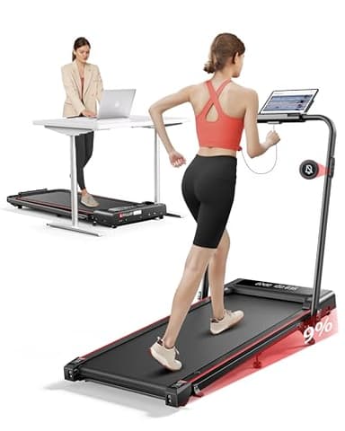 Tapis de Course, Inclinaison de 9%,déambulateur électrique Pliable 4en1,Compact et Portable,2,5 HP, Peut être placé sous Le canapé, 12km/h, télécommande, Double écran LED, adapté au Bureau à Domicile
