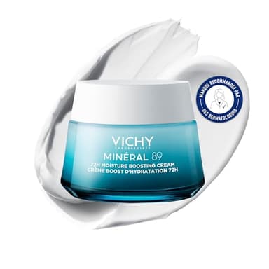 Vichy, Minéral 89, Crème Jour Boost Visage, Hydratation 72H, Enrichie en Acide Hyaluronique & Squalane, Pour Tous Types de Peau, 50 ml