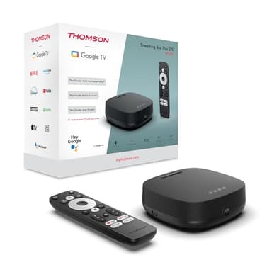 THOMSON Streaming Box Plus 270, Google TV, 4K UHD, Commande vocale, Google Cast, Netflix, Disney+, Wi-FI, Bloc d’Alimentation à Prises Multiples, 3 GB RAM, 32 GB Stockage