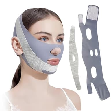 IKOPFLN 1 Pièces Masque Double Menton,Bandeau Lifting Visage,Masque En Forme De V Lifting Masque Visage,bande de levage double menton,Masque En Forme,Peut être utilisé à tout moment,gris