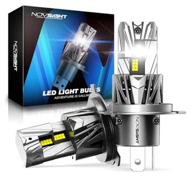 NOVSIGHT Ampoule LED H4-32000LM 6500K Blanc Froid Haute Puissance H4 Feux de Croisement/Feux de Route, 120W 1:1 Taille Halogène Remplacement, IP68 Taux D'étanchéité, Pack de 2