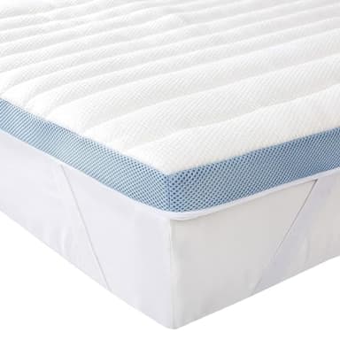 Amazon Basics Surmatelas de Mousse à Mémoire de Forme avec Sangles, 80 x 190 x 5 cm, Blanc
