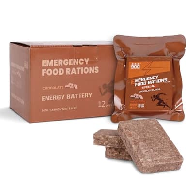 Barres alimentaires d’urgence - Chocolate Hardtack, longue durée de conservation, barres de rations de repas d’urgence, fournitures d’urgence pour la préparation aux catastrophes, 12 unités