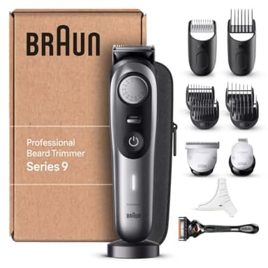 Braun Tondeuse Electrique A Barbe Series 9 BT9440 Pour Hommes, Avec La Lame La Plus Affûtée De Braun Et Un Sabot De Précision, 40 Réglages De Longueurs, Étanche, Étui De Voyage, Rechargeable