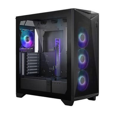 MSI MPG GUNGNIR 300R Airflow Boîtier PC Mid-Tower, Capacité E-ATX, 4 x Ventilateurs 120mm & Contrôleur Hub, Support GPU Vertical & Stand, Filtres Anti-Poussière, Routage Câbles, USB Type-C (20Gb/s)