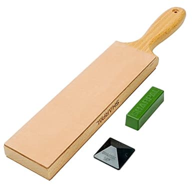 SHARPAL 205H Kit de Premium Stropping affûtage en cuir avec poignée (330 x 60mm), avec 53 g de pâte à polir et guide d'angle, aiguiseur de couteaux, Strop d’affûtage en Cuir Premium bloc pour couteaux