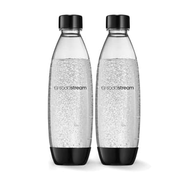 SodaStream Lot de 2 bouteilles d'eau de 1 L sans BPA pour boissons gazeuses - Passent au lave-vaisselle et compatibles avec certaines machines à eau pétillante SodaStream - Noir