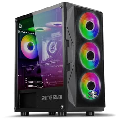 Spirit Of Gamer - Boitier PC Gamer RGB, 6 Ventilateurs 120 mm ARGB Inclus, Compatible mATX, Moyen Tour Gaming Vide avec Paroi Latérale en Verre Trempé, Optimisé pour Le Refroidissement - Rogue 7