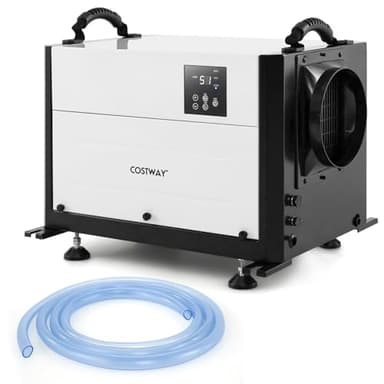 COSTWAY Déshumidificateur Professionnel, Déshumidificateur Industriel avec 3 Modes Minuterie de 24 H Tuyau de Vidange et Dégivrage Automatique, pour Entrepôt Sous-sol (58,5 L/Jour,Noir)