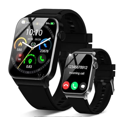 Montre Connectée Homme Femmes avec Appel Bluetooth, 1.85" Smartwatch avec 110+ Sportifs,Etanche IP68 Smart Watch, Podometre/Cardiofrequencemetre/Sommeil, Montre Sport pour iOS Android, Noir Foncé