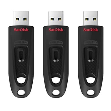 SanDisk 64 Go Ultra Clé USB 3.0 , jusqu'à 130 Mo/s, paquet de trois, Noir