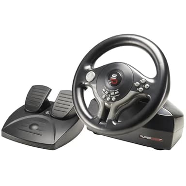 Subsonic - Volant Superdrive SV250 - Volant de Course Switch 2, Switch, PS4, Xbox Series X/S, Xbox One et PC. Diamètre 22 cm - Rotation à 180°, LIvré avec Pédales et Palettes au Volant - Noir