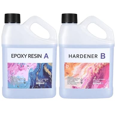 ZQSSmlied 1200ml Resine Epoxy Transparente et Durcisseur, Résine époxy Transparente, 1: 1 Ratio Revêtement en résine époxy cristalline pour Bijoux Moule Table Créations Artistiques