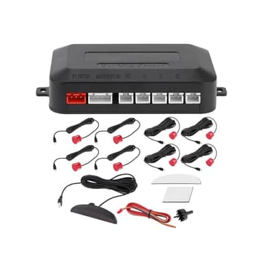 Motoforti Système universel de radar de recul pour voiture avec alarme de capteurs de stationnement de recul, avertisseur de distance de détection rouge 8 capteurs de stationnement