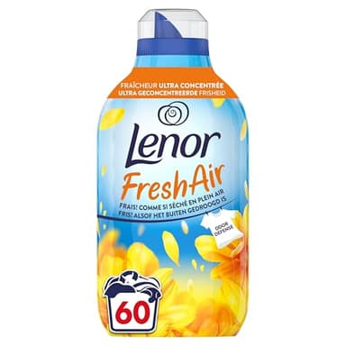 Lenor Fresh Air Adoucissant 60 Lavages (840ml), Parfum Rayons De Soleil, Protection Anti-Odeurs, Fraîcheur Ultra Concentrée, Fabriqué En France