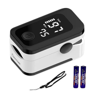 Oxymétre de Doigt Professionnel Berrcom, Saturometre Oxymetre, Mesure Précise de la Saturation en Oxygène dans le Sang, Moniteur de Fréquence Cardiaque, Écran LED Mesure SpO2 et PR, Piles Inclus