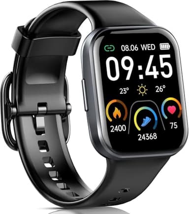 Hosgubo Montre connectée pour Femme, Homme, 1,69" HD Smart Watch, 25 Sportives, Moniteur de fréquence Cardiaque, étanche IP68, podomètre, chronomètre et Notifications de Messages pour Android iOS