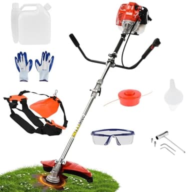 Débroussailleuse Thermique 52cc 2 Temps – Coupe-Bordure Professionnelle avec Lame 3 Dents, Harnais, Gants et Accessoires Inclus – Moteur 2.2KW, 8500 TR/Min, Démarrage Manuel