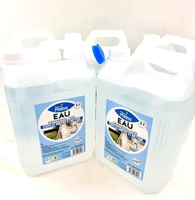 Eau déminéralisée à 100%, idéale pour appareils ménagers (fer à repasser) et Industriels (5x5L)