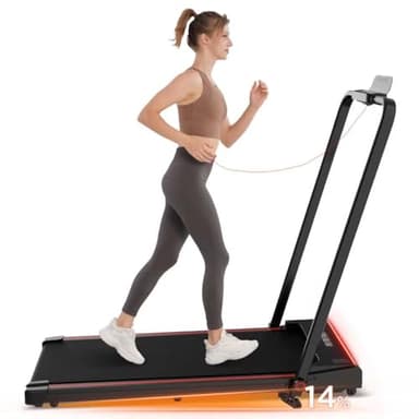 LIKESPORTING Tapis de Course Pliable, 1400W Tapis de Marche Motorisé avec Inclinaison 3 Niveaux, Télécommande, Poignées et Affichage LED, Écran LCD, Treadmill Compact pour la Maison et Bureau (Black)