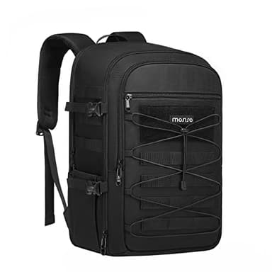 MOSISO Caméra Backpack, DSLR/SLR/Sans Miroir Photographie 3 Couches Caméra Sac Tactique avec Trépied Holder&15-16 Pouces Laptop Compartiment&Élastique Cord Sangle Compatible avec Canon/Nikon/Sony,Noir