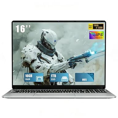 FUNYET Nouveau Ordinateur Portable 16 Pouces Win 11 Pro 16Go RAM 1To SSD PC Portable Celeron N95 Jusqu'à 3.4 GHz 6000mAh Battery Laptop 1920×1200 USB 3.0 BT 5.0 WiFi 5 HDMI Clavier Rétroéclairé