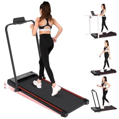 CITYSPORTS Tapis de Course avec Inclinaison Tapis Roulant Pliant 12 KM/H, 4 in 1 Tapis de Marche avec écran LED et Panneau Quick Button, Aucune Installation requise (Black)