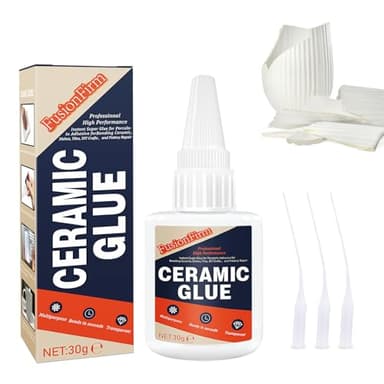 Colle Ceramique 30g, Instant Super Glue pour Porcelaine, Poterie, Vaisselle, Carrelage et Plus. Résistante à l'Eau & Chaleur, Adhésif Puissant & Séchage Rapide pour Réparations de Céramique