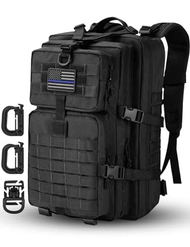 Hannibal Tactical Sac à dos Style Tactique Militaire, 40L Grand Volume Sac à Dos Multifonction, pour Randonnée, Alpinisme, Escaladed, École, Mousqueton D Forme Noir