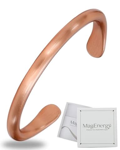 MagEnergy Bracelet en cuivre pour homme et femme, 100 % pur cuivre, brut, solide et non revêtu, fait à la main, bracelet tibétain intemporel, taille unique, Cuivre, Pas de gemme